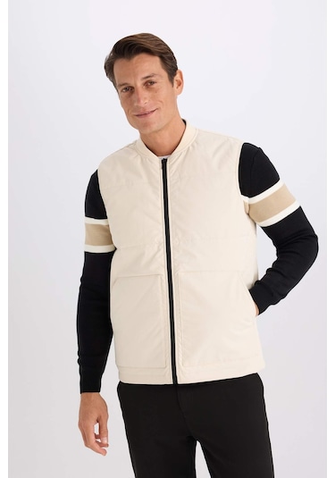 DeFacto Regular Fit Kolej Yaka Fermuarlı Çift Cepli Mevsimlik Hafif İnce Bomber Şişme Yelek D6287AX25SPER83