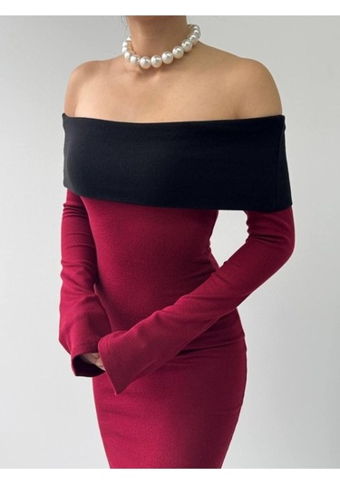 The İstanbul Leonidas Madonna Yaka Elbise Bordo