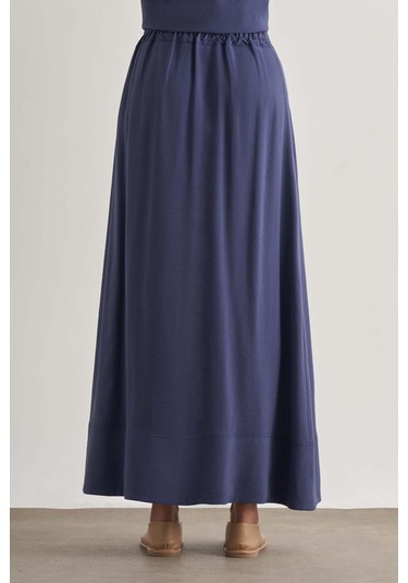 Mizalle Modal Karışımlı İndigo Mavi Maksi Evaze Etek İndigo