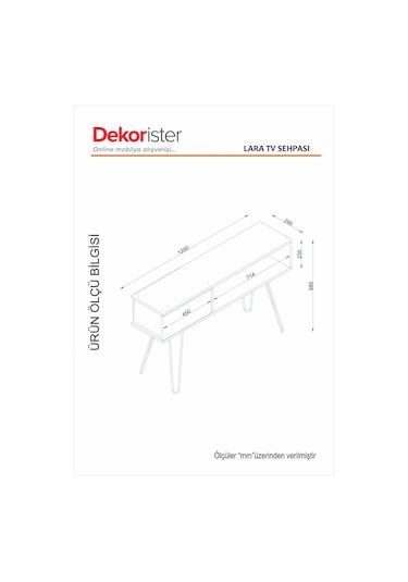 Dekorister Lara Metal Ayaklı Tv Ünitesi Ceviz