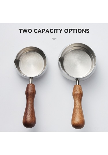 Shineyee 60ml Gümüş Küçük Boy 304 Paslanmaz Çelik Kahve Çekirdek Fincanı, Akışkan Taşıma Ağızlı, Ceviz Ağacı Saplı Sosu/süt Fincanı