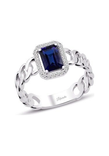 Italyan Tasarım Halkalı Safir Taşlı Baget Yüzük