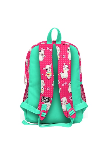 Coral High Kids Neon Mercan Su Yeşili Alpaka Desenli Dört Bölmeli Okul Sırt Çantası 23466