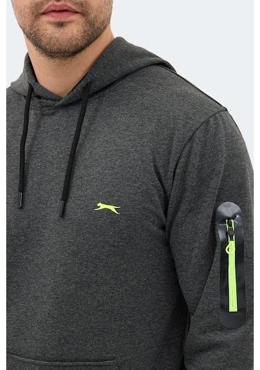 Slazenger Ozzy In Erkek Kanguru Cepli Kapüşonlu Koyu Gri Sweatshırt Koyu Gri