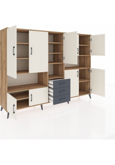 Hyperion Dolap 13 Raflı 3 Çekmeceli 9 Kapaklı 220x44x163 Çam-ayta Çam-aytaşı/antrasit