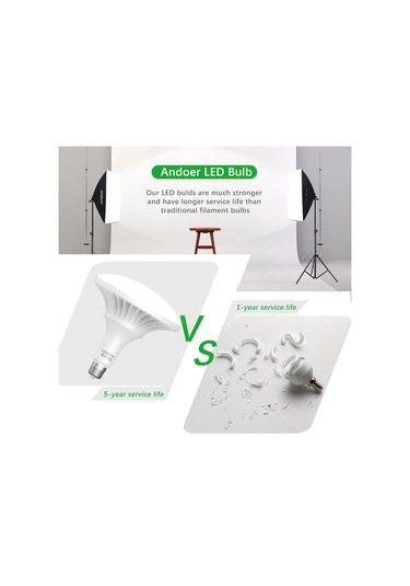 Andoer 150 W Led Ampul Fotoğrafçılık Lamba Ampul 2700k-6500k Beyaz Beyaz