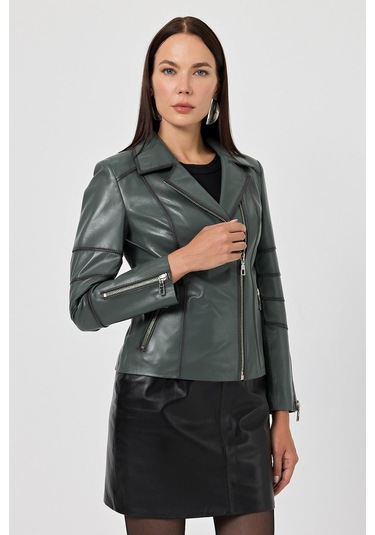 Diana Yeşil Kadın Deri Mont 001