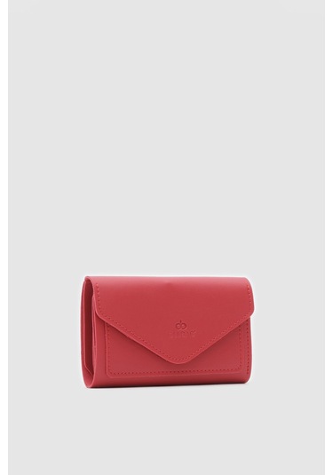 Zarf Detaylı Nakit Ve Bozuk Para Bölmeli Bayan Cüzdan-kırmızı Açık Kırmızı