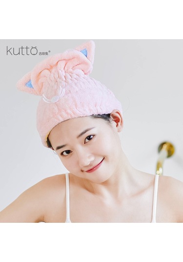 Geeksen Kedi Kulaklı Pembe Kordel Kuru Saç Şapka Çocuklar İçin Kaliteli Süper Emici Banyo Kaski Toptan Satış