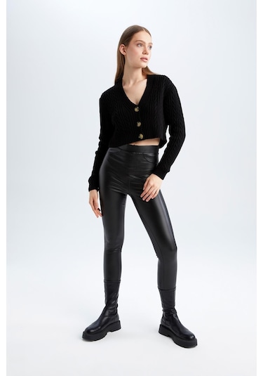 Defacto Coool Regular Fit V Yaka Hırka Siyah