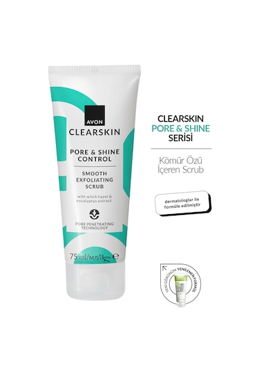 Clearskin Pore & Shine Control Smooth Yüz İçin Arındırıcı Scrub 75 Ml. Üçlü Paket
