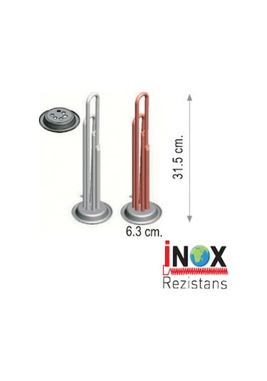 Termosifon Rezistansı Yuvarlak Flanşlı 1300 Watt Krom Ve Bakır