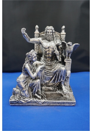 Zeus Ve Hera Mitolojik Heykel 30 Cm Dekoratif Biblo, Ev & Ofis Hediyelik Aksesuar Gümüş