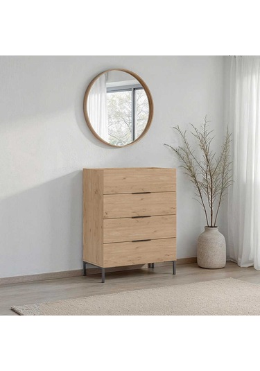 Oryana 4 Çekmeceli Şifonyer - Florida Meşe 80x104x44 Cm Kahverengi