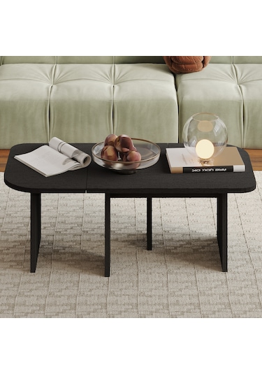 Iris Modüler Orta Sehpa Modern Tasarım, Çok Amaçlı Kullanım Sehpa Ahşap Siyah