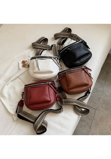 Jzcat Moda Kadın Omuz Çantası Batı Geniş Omuz Askısı Retro Kadın Bel Çantası - Beyaz