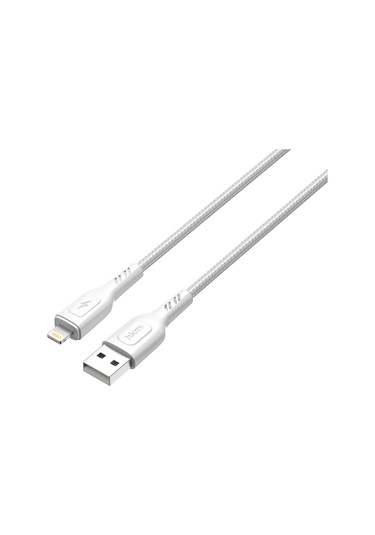 Knit 2A Çıkış Usb-A To Lightning Şarj Ve Data Aktarım Kablosu Örgü Tasarım 1 Metre Beyaz