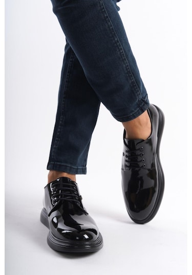 Mubiano Mbrgn88-s Siyah Erkek Rugan Bağcıklı Loafer Siyah