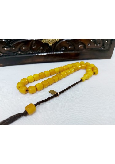 Omari Usta Havşalı Fıçı Kesim Sıkma Kehribar Tesbih 9x9