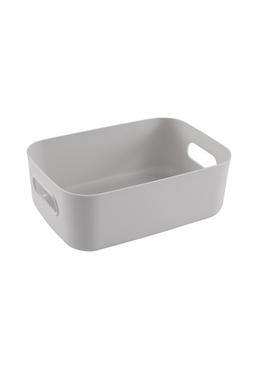 Monyee Küçük Boy Gri Pp Malzeme Ev Ofis Çeşitli Eşya Saklama Sepeti Taşınabilir Kollü Yığılabilir Organizer Gri