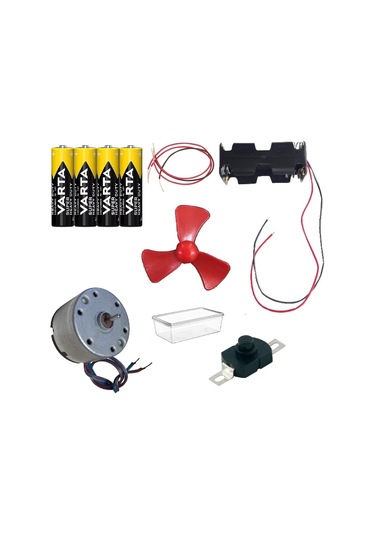 Kutulu Dc 6v Güçlü Hobi Oyuncak Motoru Pervane Anahtar Pil Öğrenci Elektrik Motor Deney Seti