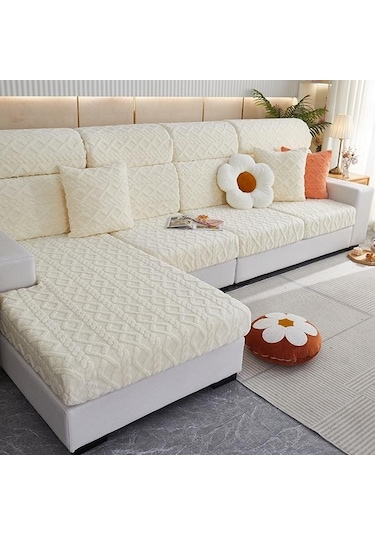 Bej Ginkgo Yaprağı Desen Kadife Kanepe Koltuk Örtüsü Minder Örtüsü Kalın Jakarlı Katı Yumuşak Streç Kanepe Slipcovers Mobilya Koruyucu Pillow Case