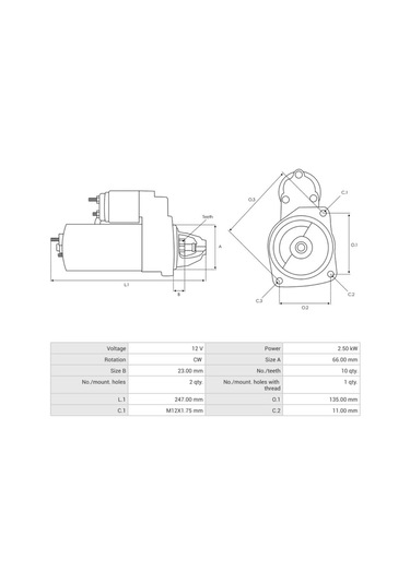 12v Marş Motoru Bosch Tipi 10 Diş 2.5 Kw Start-stop Audı A3/a4/a6/q5 2.0 Tdı 2008