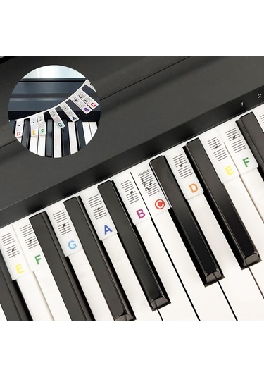 Tenfowee 88 Tuşlu Renkli Silikon Piyano Not Etiketleri: Başlangıçcılar İçin Kolay Kurulumlu, Su Geçirmez, Temizlenebilir Not Rehberi Kutu İçerir Beyaz