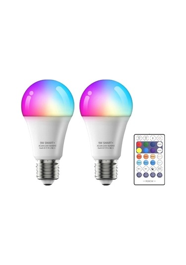 Besthome1 Wi-fi Kontrollü Akıllı Ampul Seti - 9w Rgbw E26, 2700k-6500k, Ses/zamanlayıcılı 2x Ampul + 1 Kumanda Diğer