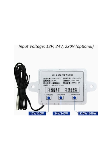 Pazly Pratik Mikrobilgisayarlı Sıcaklık Kontrol Cihazı - Xh-w3002, Yüksek Hassasiyetli Sensör Prob