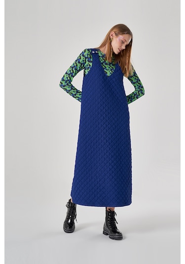 Kapitone Saks Jile Elbise