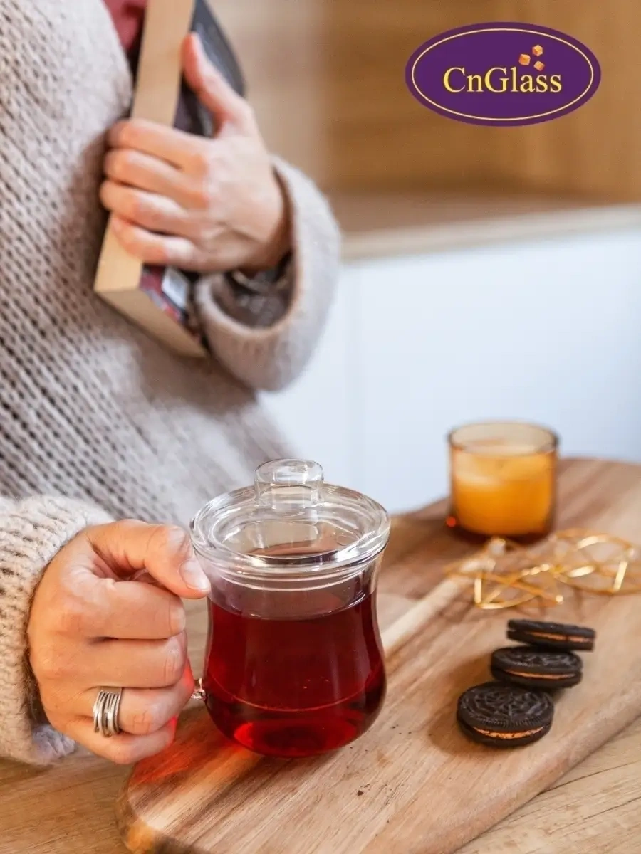 Cnglass 300 Ml Filtreli Cam Demlik Kupası, Kolba Ve Kapaklı. 28795781 Beyaz