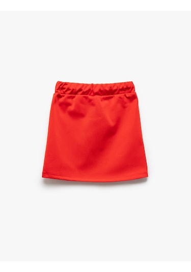 Koton Beli Lastikli Bağlamalı Mini Etek Kırmızı 5skg70045ak Kırmızı