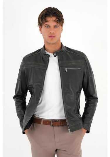 Tyler Siyah Erkek Deri Mont Siyah