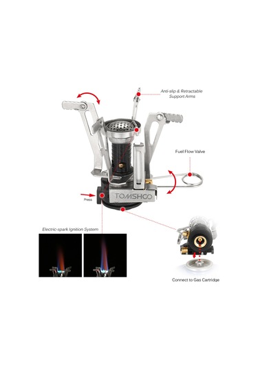Ximistore9 Kamp Stovu Mini Taşınabilir, Elektrikli Alevle Kombine, Paslanmaz Çelik Ve Alüminyum Alaşımlı, Siyah Siyah