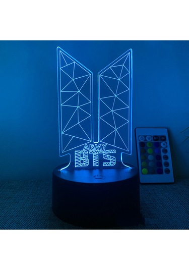 Fosenze Bts Army Hediyesi 16 Renkli Akrilik Led Masa Lambası, Usb Ve Uzaktan Kumanda İle Yatak Odası Aydınlatması Beyaz