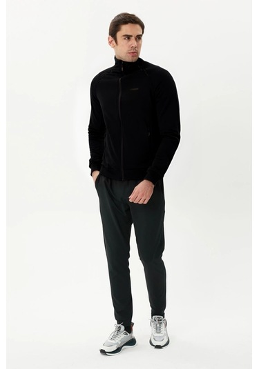 Exuma Erkek Siyah Tam Fermuarlı Sweatshirt 2419002 Siyah