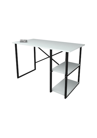 Bofigo 2 Raflı Çalışma Bilgisayar Masası 60 x 120 CM Beyaz