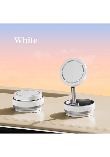 Goldenqian 360 Iphone Xiaomi Huawei İçin Manyetik Vakum Vantuz Tutucu Evrensel Cep Telefonu Tutucu Çok Senaryolu İçin Katlanır Stand White White