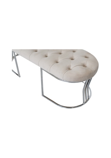 VİEGO SILVER KREM-Kapitoneli Model Puf&Bench&Koltuk-Oturak-Uzun Makyaj Puff-Yatak Odası Ucu&Önü