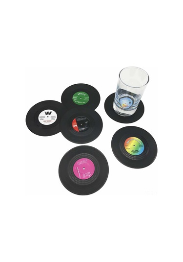 Geekyou 6 Adet Retro Vinyl Plak Desenli Cam垫 - Yumuşak Tabak Koruyucu, Kaymazsız, Yıkama Uygun, Müzik Severler İçin Hediye Diğer