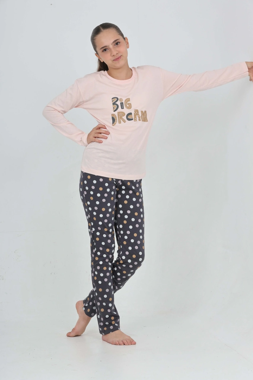 Toontoy Kız Çocuk Big Dream Baskılı Pijama Takım Pudra