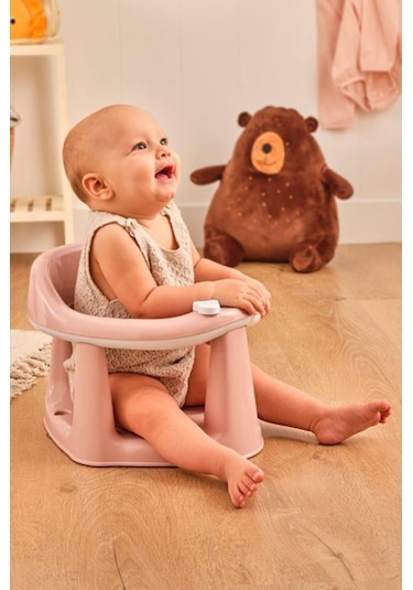 Flosoft Vakumlu Bebek Banyo & Mama Oturağı + Silicolife 2 Adet Silikon Mama Kaşığı Hediye Pembe