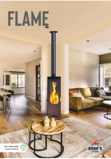 Baba's Stove / Yarı Otomatik Pelet Ve Odun Sobası / Flame 12 Kw / Üç Camlı Ve Fanlı