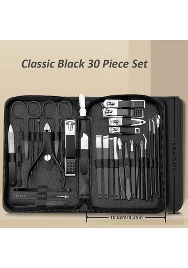 Venturemart 30 Adet Profesyonel Paslanmaz Çelik Tırnak Clippers Seti Yeşil Manikür Ve Pedikür Araçları Seyahat Seti -