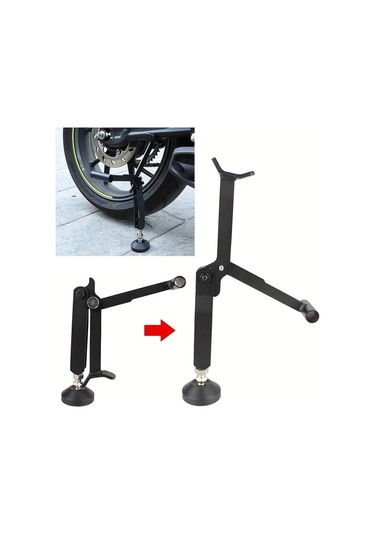 Xuweiwei Black- 1 Adet Portatif Katlanır Motorcycle Tekerlek Destek Çerçevesi Ayarlanabilir Yükseklik Kaymaz Taban Enerji Verimli Stabil Kaldıraç