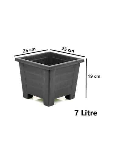 Omnipazar Sy-5846 Dekoratif Plastik Kare Ayaklı Saksı 7 Litre No 3 Antrasit 116