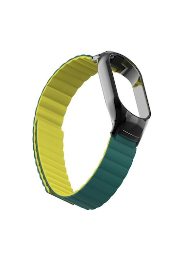 Xiaomi Mi Band 7 Uyumlu Krd-69 Prl Kordon Koyu Yeşil-sarı