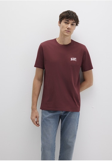 Mavi - Mavi Logo Baskılı Bordo Tişört 0611714-70396 Bordo