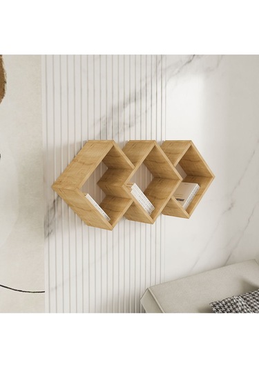 Galaxy Duvar Rafı Ahşap Siyah - Safir Meşe Safir Meşe